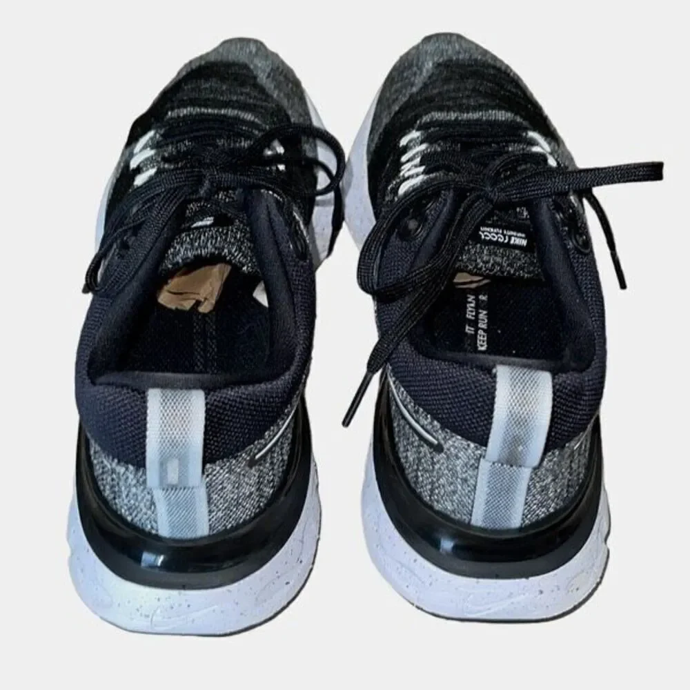 Nike Womens React Infinity‎ Run FK 2 Oreo Sneaker Shoes Black White Size 7.5